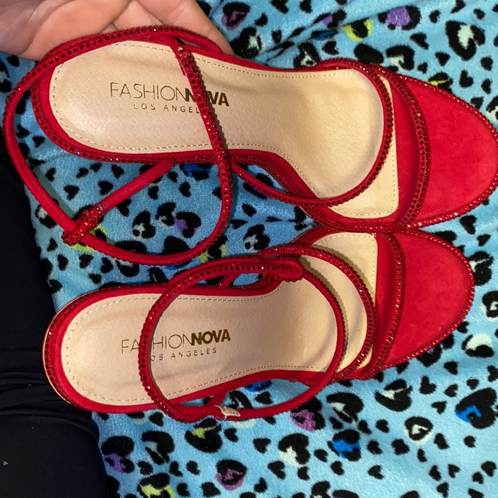 Red Rhinestone Heels